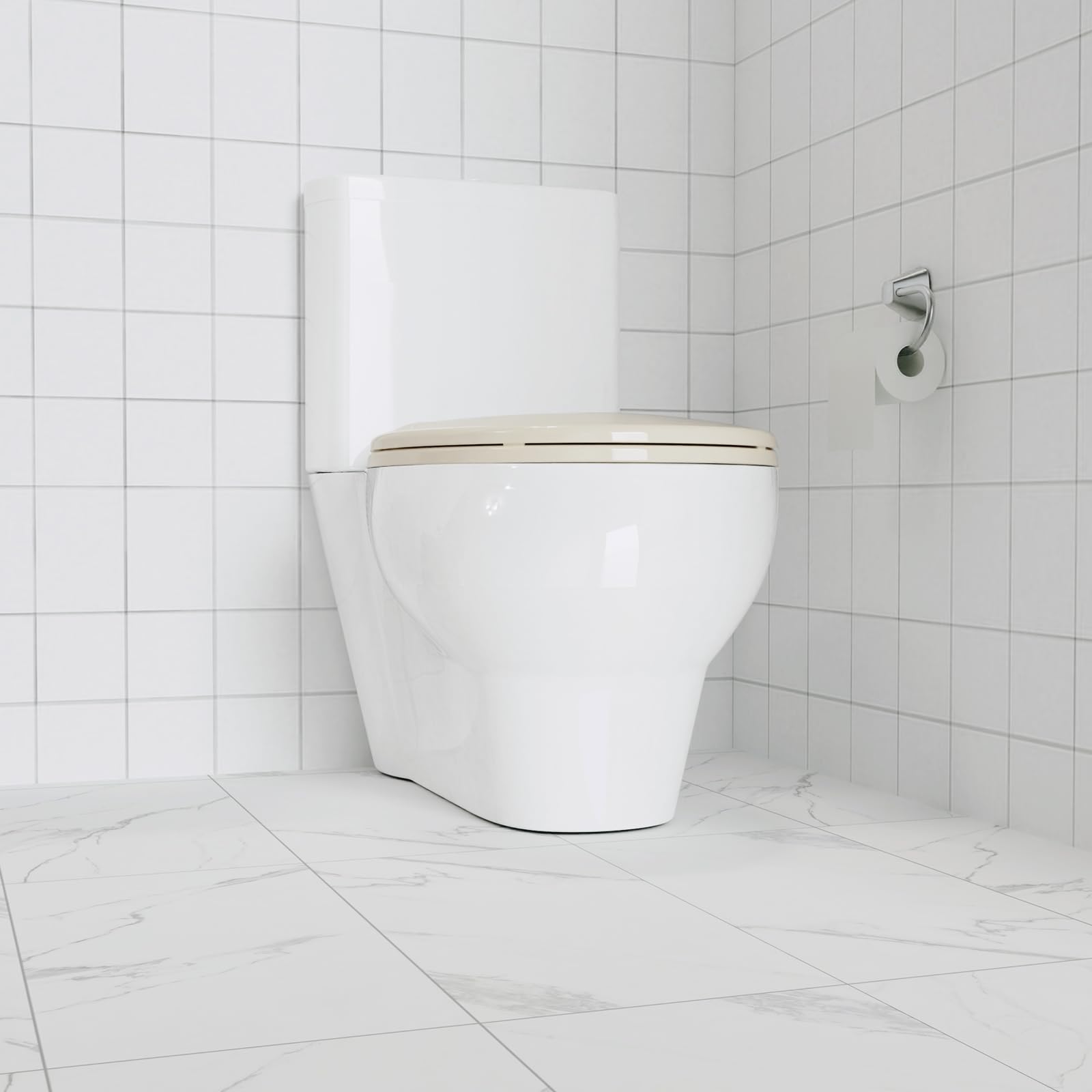 Garvee Toilet Seat Round,Toilet Seat with Quick-Release And Quick-Attach, Plastic Toilet Seat with Soft Close,Easy Install and Clean - Fits Most Round Toilets Almond