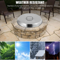 Garvee Fire Pit Cover - Compatible with Bonfire, Round Stainless Steel with Handle, Fits Inset Fire Pit, Perfect for Outdoor Patio Camping,20 * 20inch,Silver