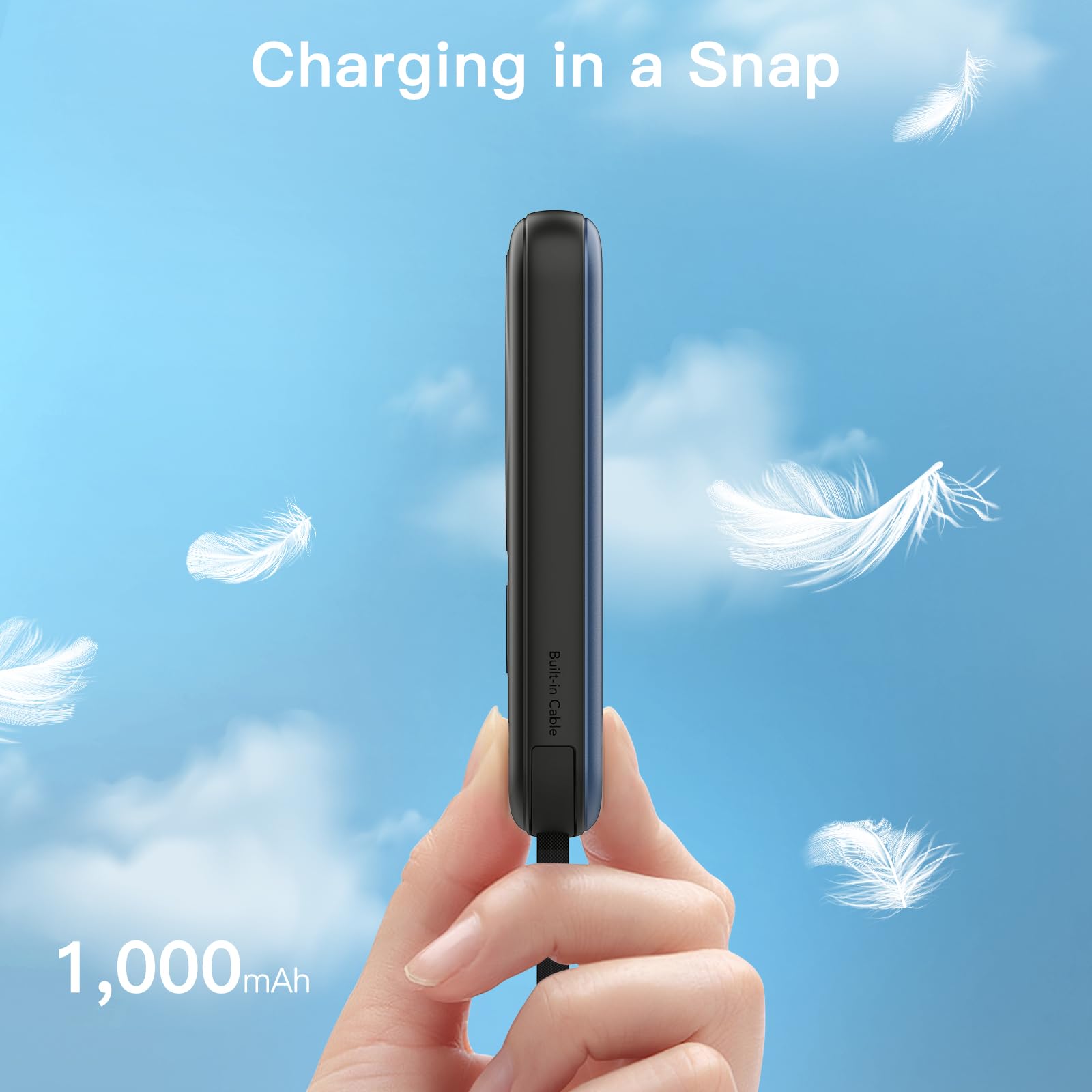 Garvee Wireless Portable Charger with Built in Cable， 10000mAh Magnetic Power Bank PD 20W Mag-Safe Battery Pack for iPhone 14/13/12