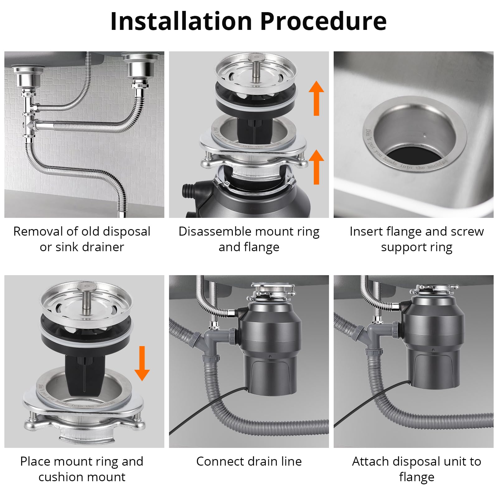 Garvee 1/2HP Garbage Disposal, 380W 110V Food Waste Grinding System for Kitchen Sinks, Continuous Feed Food Waste Disposer With 14 Inch Power Cord, 3500r/Min, wirelee Switches