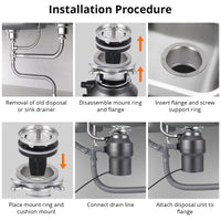 Garvee 1/2HP Garbage Disposal, 380W 110V Food Waste Grinding System for Kitchen Sinks, Continuous Feed Food Waste Disposer With 14 Inch Power Cord, 3500r/Min, wirelee Switches