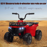 Garvee Ride - P Series: 12V Kids Ride On Electric Quad ATV, Ride Car Toy with Bluetooth Audio,High/Low Speed, LED Headlights, Battery Indicator & Radio Orange - Red