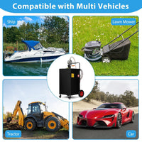 Garvee 40-Gallon Fuel Caddy - Portable Polyethylene Gasoline and Diesel Tank with Manual Rotary Pump, 360° Swivel Connector, 4 Wheels, and Side Hook for Cars and Boats, Black