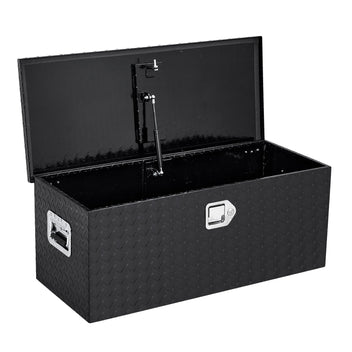 Garvee 30"x15"x15" Aluminum Truck Tool Box - Weatherproof Storage with Lock, 2 Large Compartments, and 1 Organizer Box, Black