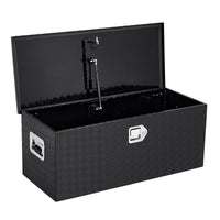 Garvee 30"x15"x15" Aluminum Truck Tool Box - Weatherproof Storage with Lock, 2 Large Compartments, and 1 Organizer Box, Black