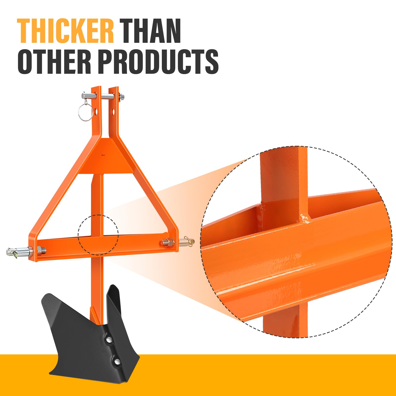 Garvee Middle Buster for Category 1, 3 Point Quick Hitch Tractors, Heavy Duty Steel Furrowing Plow, Receiver Trailer Hitch Tractor Tow Drawbar Adapter, Soil Tiller（1 Ditch Blade）