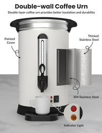 Garvee 120 Cups Coffee Urn,18L/4.8 Gallon Double Wall Commerical Coffee Maker for Buffet Catering Wedding Gathering,Large Capacity Hot Coffee Dispenser,Stainless Steel Hot Water Urn