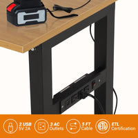 Garvee 60" x 20" Adjustable Workbench with Power Outlet - Heavy-Duty Work Bench with Foot Pads, 2500 lbs Load Capacity for Garage and Workshop