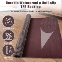 Garvee 6' × 23' Stripe Brown Marine Carpet, Waterproof Indoor/Outdoor Rug with TPR Non-Slip Backing for Boat, Patio Deck, Camping, and Outdoor Use