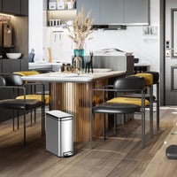 Trash Can Set, 7.9 Gallon & 1.6 Gallon Rectangular Kitchen Waste Bins, Stainless Steel with Soft-Close Lid & Step-On Pedal, 30L & 6L for Kitchen & Bathroom