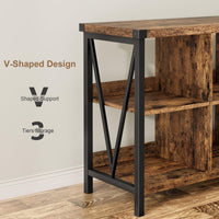 Garvee Console Table, Rustic 3 Tier Sofa Table Behind Couch, Industrial Metal Entryway Table with Storage Shelf, Farmhouse Wooden Foyer Hallway Table for Entry Living Room, Rustic Brown