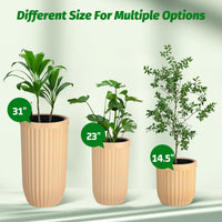 Garvee 31" Tall Gold Planter with Water Level Monitor, Self-Watering System & Wheels - Medium Flower Pot for Living Room, Office, Patio & Garden