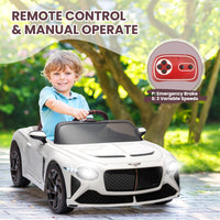 Garvee Kids Ride On Car, Licensed Bentley Bacalar 12V Electric Vehicles w/Parent Remote Control, Scissor Door, Suspension, 3 Speeds, LED Lights, Horn, Battery Powered Ride on Toy for Boys Girls - White
