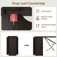 Garvee 51.1" Folding Dining Table, Drop Leaf Dining Table for 4, Foldable Kitchen Table with 2 Storage Shelf, 6 Wheels, Movable Space Saving Dining Tables for Small Spaces, Dark Walnut, Large