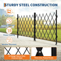 Garvee 10FT Industrial Metal Expandable Barricade，Retractable Traffic Fence with Casters, Portable Barricade Gate for Construction Area, Traffic Control, Cordon
