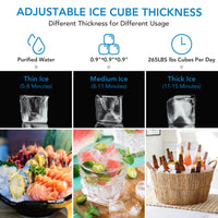 Garvee Ice Maker Machine - 265LB/24H, Stainless Steel, Under Counter, 55 lbs Storage, Self-Cleaning, Blue Light