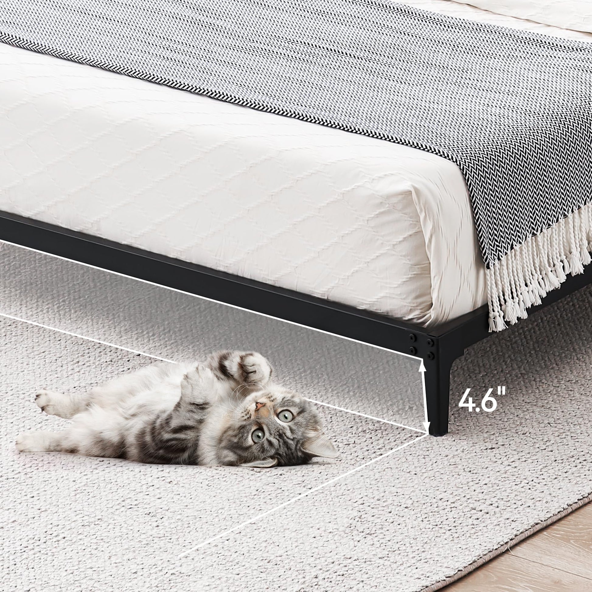 Garvee 6 Inch Low Full Bed Frame Heavy Duty Metal Mattress Foundation Platform Sturdy Steel Slat No Box Spring Needed, Easy Assembly, Noise Free