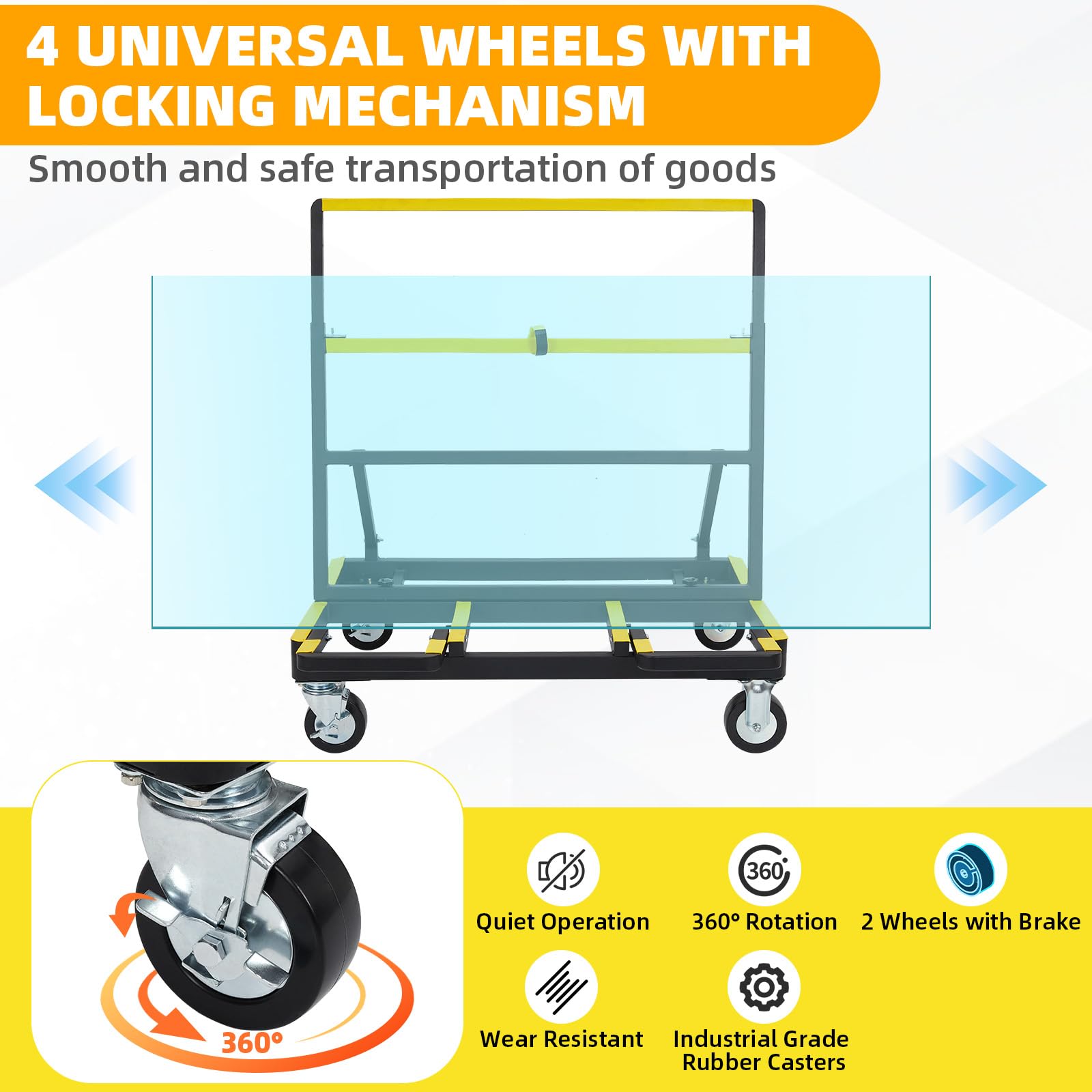 Garvee 2200 lb Folding Drywall Cart with Extendable Deck, Steel Panel Dolly for Sheetrock, Plywood, Glass & Tile
