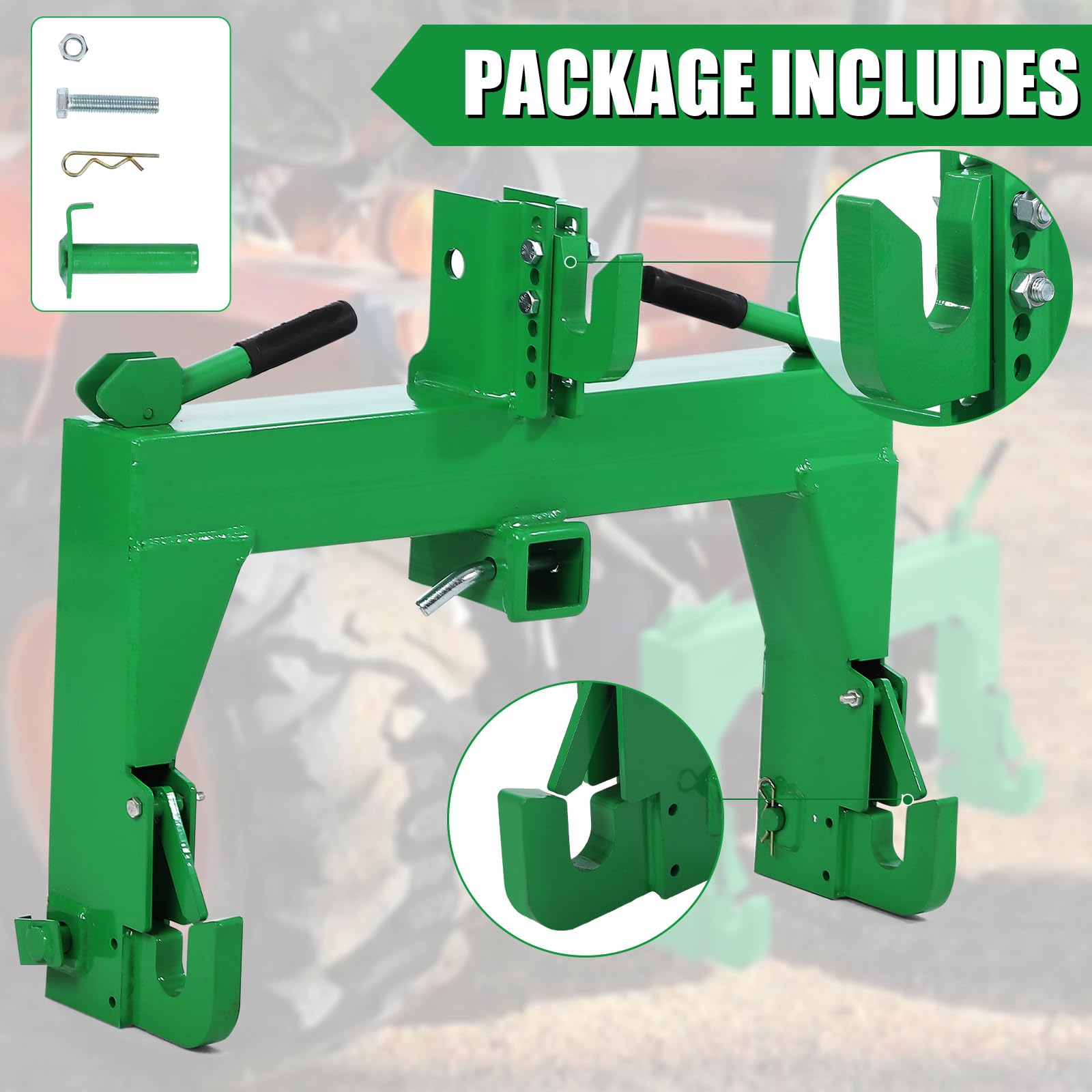 Garvee 3-Point Quick Attach Hitch, 2 Inch Receiver & 5 Bolts Adjust