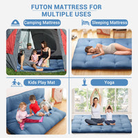 Garvee Futon Mattress Japanese Floor Mattress, Twin Size Tatami Mattress Kids Sleeping Mat for Dormitory, Roll Up Mattress Japanese Floor Mat for Sleep, Easy to Store, Navy Blue