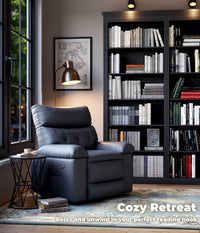 Garvee Oversized Wide Rocker Swivel Recliner Chair - PU Leather Large Manual Recliner for Adults, Ultimate Comfort Lazy Boy with 1.5X Sponge Filling and Easy Recline Mechanism for Relaxation, Gray