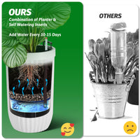 Garvee 23 Inch Tall Planters Set of 2, Self Watering Pots with a Water Level Monitor and Hidden Wheels, Ideal for Living Room, Bedroom, Office, Patio, Porch, Garden, Commercial Places, White