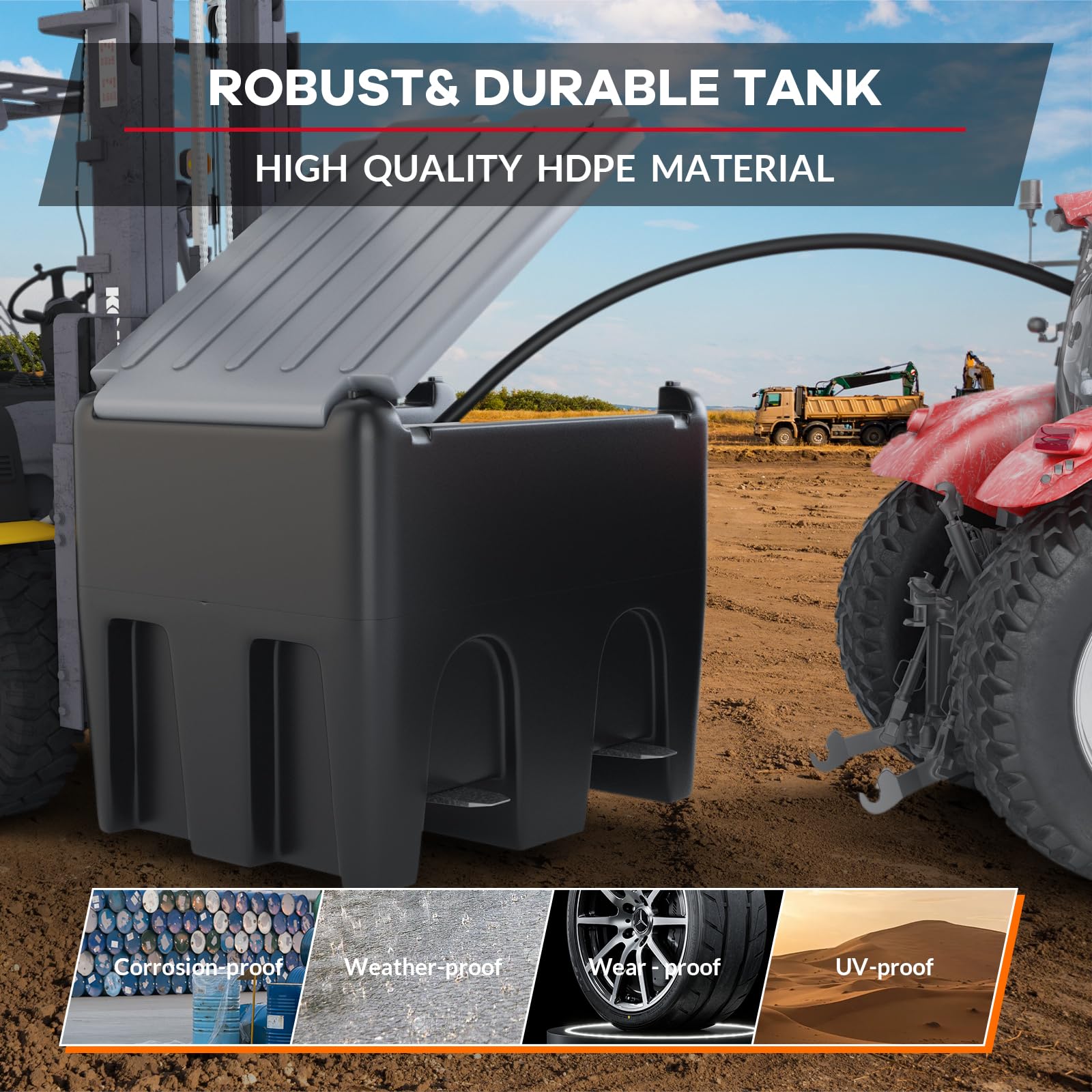 Garvee Portable Fuel Tank, 48 Gallon Diesel & Gasoline Transfer Tank With 12V Electric Pump, 10 GPM Flow Rate, 13ft Hose, Auto Fueling Nozzle , Fuel Transfer Tank for Easy Transportation, Black