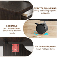Garvee 51.1" Folding Dining Table, Drop Leaf Dining Table for 4, Foldable Kitchen Table with 2 Storage Shelf, 6 Wheels, Movable Space Saving Dining Tables for Small Spaces, Dark Walnut, Large