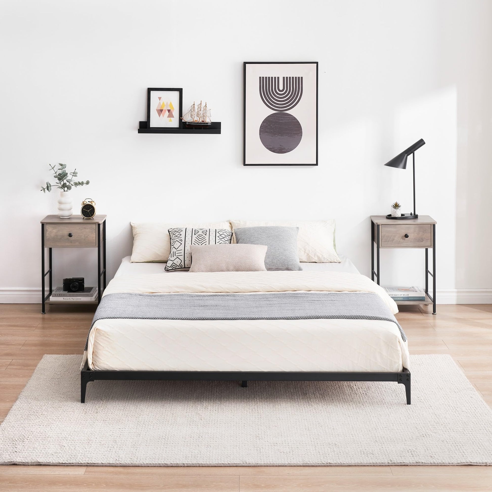 Garvee 6 Inch Low Full Bed Frame Heavy Duty Metal Mattress Foundation Platform Sturdy Steel Slat No Box Spring Needed, Easy Assembly, Noise Free