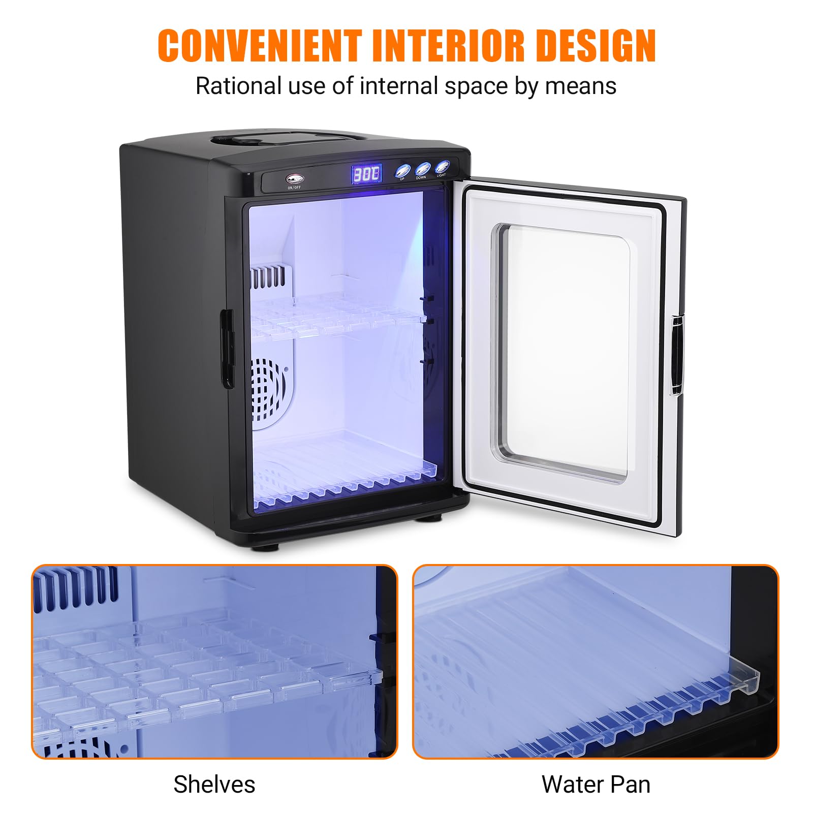 Garvee 25 L Incubator, Portable Reptile Science Laboratory Incubator, Temperature Controlled 5°C-60°C, for Small Reptiles（Black）