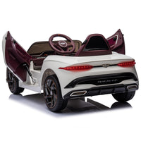 Garvee Kids Ride On Car, Licensed Bentley Bacalar 12V Electric Vehicles w/Parent Remote Control, Scissor Door, Suspension, 3 Speeds, LED Lights, Horn, Battery Powered Ride on Toy for Boys Girls - White