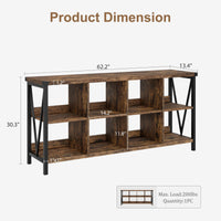 Garvee Console Table, Rustic 3 Tier Sofa Table Behind Couch, Industrial Metal Entryway Table with Storage Shelf, Farmhouse Wooden Foyer Hallway Table for Entry Living Room, Rustic Brown