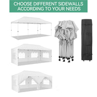 Garvee Upgraded 10x20ft Pop-Up Canopy Tent with 6 Removable Sidewalls - Heavy Duty Commercial Tent for Parties, Roller Bag, Sand Bags & Stakes, White