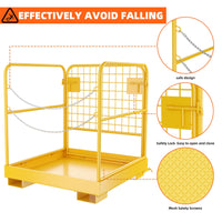 Garvee Forklift Safety Cage, 36"x36" Heavy Duty Forklift Man Basket Foldable Forklift Work Platform with Double Chain Guardrail Perfect for Aerial Work