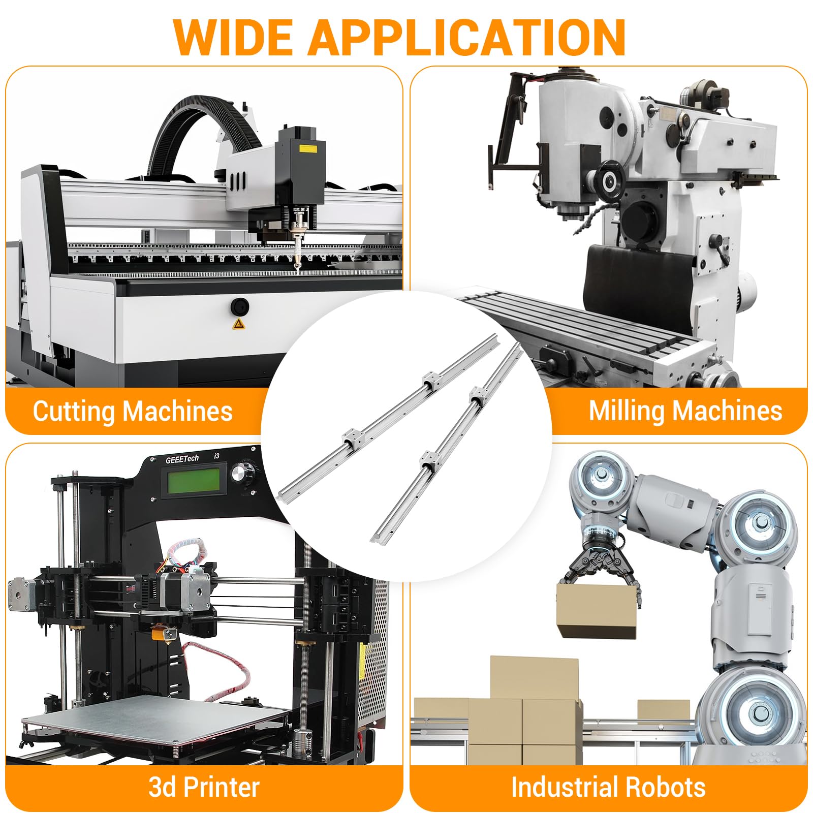 Garvee Linear Rail Slide SBR16-800mm (2 PCS) and 4 PCS 4SBR16UU Bearing Blocks, Linear Bearing CNC Kit for Automated Machines DIY Project and Equipment
