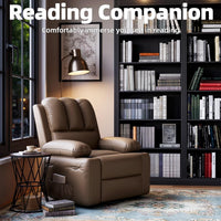 Garvee Oversized 27" Recliner Chairs with Heat and Massage, 360° Swivel Lazy Boy Recliner Chair for Adults, Manual Rocking Chair with Cup Holder for Living Rooms, Bedrooms and Nurseries, Tan