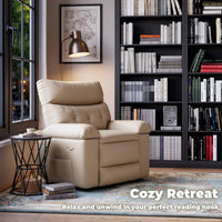Garvee Oversized Wide Massage Recliner Chair, PU Leather Large Manual Recliner for Adults, Ultimate Comfort Lazy Boy with 1.5X Sponge Filling and Easy Recline Mechanism for Relaxation, Beige