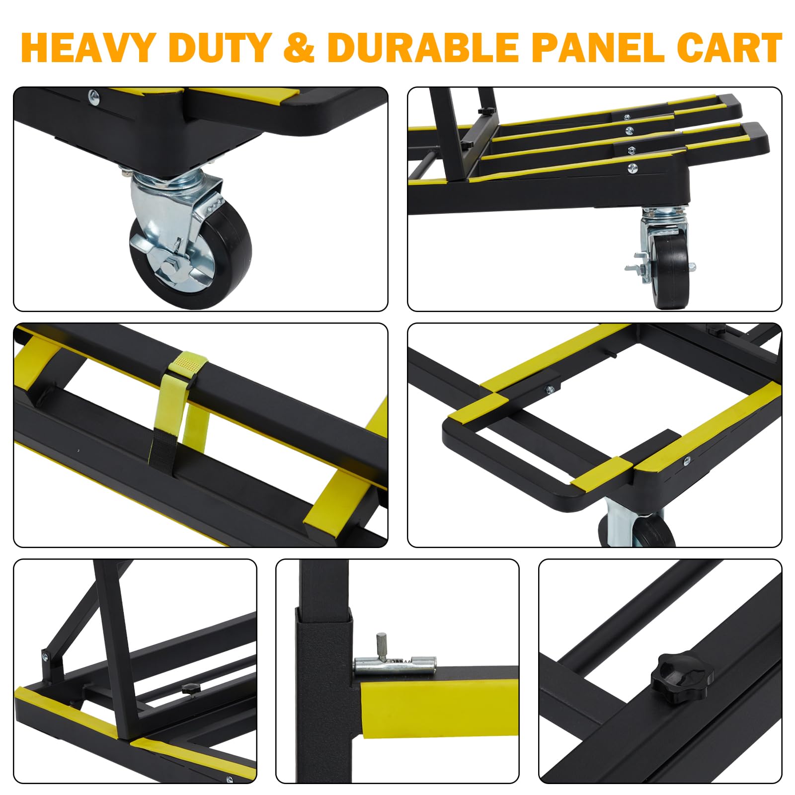 Garvee 2200 lb Folding Drywall Cart with Extendable Deck, Steel Panel Dolly for Sheetrock, Plywood, Glass & Tile