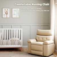 Garvee Oversized Wide Massage Recliner Chair, PU Leather Large Manual Recliner for Adults, Ultimate Comfort Lazy Boy with 1.5X Sponge Filling and Easy Recline Mechanism for Relaxation, Beige