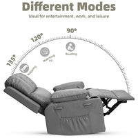 Garvee Oversized 27" Recliner Chairs with Heat and Massage, 360° Swivel Lazy Boy Recliner Chair for Adults, Manual Rocking Chair with Cup Holder for Living Rooms, Bedrooms and Nurseries, Gray