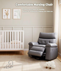 Garvee Oversized Wide Rocker Swivel Recliner Chair - PU Leather Large Manual Recliner for Adults, Ultimate Comfort Lazy Boy with 1.5X Sponge Filling and Easy Recline Mechanism for Relaxation, Gray