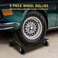 Garvee Car Wheel Dolly Set of 4 with Heavy Duty 3.5 in Steel Wheels for Moving Cars, 24x15 in, Black