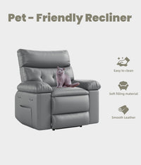 Garvee Oversized Wide Rocker Swivel Recliner Chair - PU Leather Large Manual Recliner for Adults, Ultimate Comfort Lazy Boy with 1.5X Sponge Filling and Easy Recline Mechanism for Relaxation, Gray