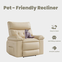 Garvee Oversized Wide Massage Recliner Chair, PU Leather Large Manual Recliner for Adults, Ultimate Comfort Lazy Boy with 1.5X Sponge Filling and Easy Recline Mechanism for Relaxation, Beige