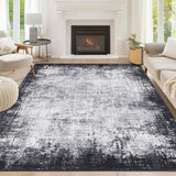 Garvee Modern Black & Grey 5x7 Washable Area Rugs for Living Room, Soft Bordered Abstract Large Bedroom Rug Foldable Low Pile Indoor Floor Carpet Throw Rugs for Bedroom Dining Room, Black/Grey - Black & Gray