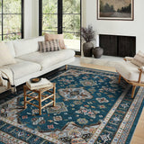 Garvee Small Entryway Rug 2x3 Washable Door Mat Non Slip Traditional Medallion Ultra Soft Accent Rug, Foldable Stain Resistant Low Pile Indoor Carpet for Front Door, Porch, Bathroom, Blue & Green - Blue-Green