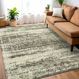 Garvee Area Rug 5x7 Vintage Indoor Rug Stain Resistant Washable Floor Carpet Soft Low Pile Distressed Accent Rug Anti-Skid Thin Throw Rug for for Living Room Bedroom Home Office, Brown - Brown