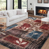 Garvee Modern Floral Red/Brown 10x13 Area Rugs for Living Room, Soft Washable Rugs, Large Rugs for Bedroom, Dining Room or Home Office, Non-Slip Backing, Stain Resistant Home Decor Rug - Red/Brown