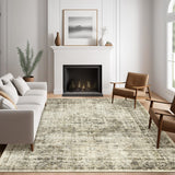 Garvee Vintage Living Room Rug 8 x 10 Large Oriental Distressed Accent Carpet with Non-Slip Backing, Soft Low Pile Area Rug, Washable Traditional Indoor Mat for Bedroom, Office, Light Green - Light Green