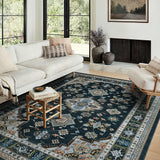 Garvee Small Entryway Rug 2x3 Washable Door Mat Non Slip Traditional Medallion Ultra Soft Accent Rug, Foldable Stain Resistant Low Pile Indoor Carpet for Front Door, Porch, Bathroom, Black - Black